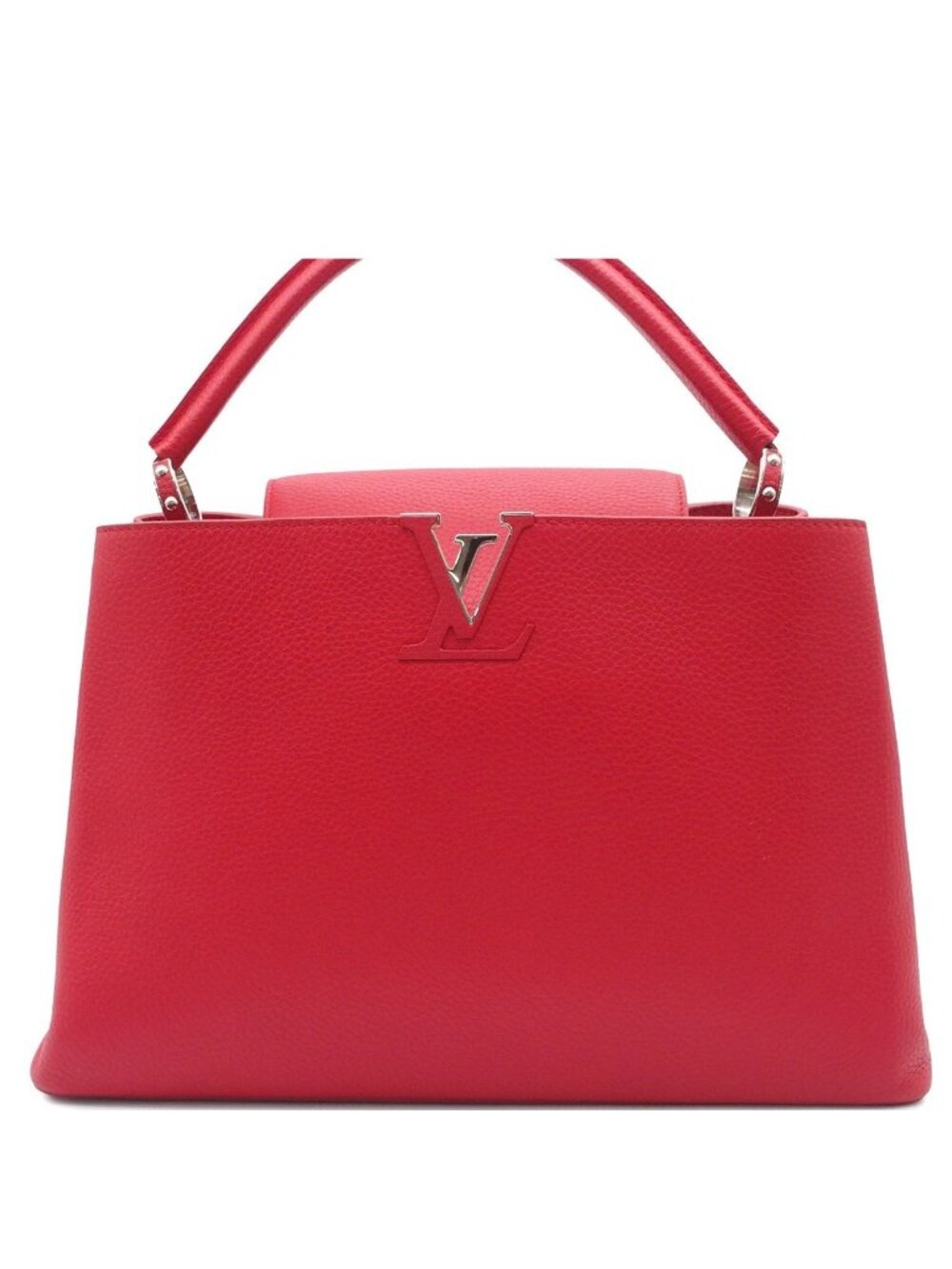 Louis Vuitton Capucines MM Coquelicot Silver Taurillon Leather Handbag